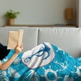 thumbnail image 3 of Nautical Soft Flannel Fleece Blanket, Sea Theme Doodle Nostalgia Sailboat Seaman Adventurous Travels Lifestyle, Cozy Plush for Indoor and Outdoor Use, 50" x 60", Blue Turquoise White, by Ambesonne, 3 of 5
