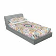 thumbnail image 3 of Colorful Bedding Set with Sheet & Covers, Abstract Style Floral Art Motif Consisting of Pastel Colored Lines and Shapes, Printed Bedroom Decor 2 Shams, 4 Sizes, Multicolor, by Ambesonne, 3 of 3