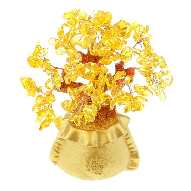 Árbol de Dinero Amarillo Yotijar Cristales Base de Racimo 7,48 pulgadas