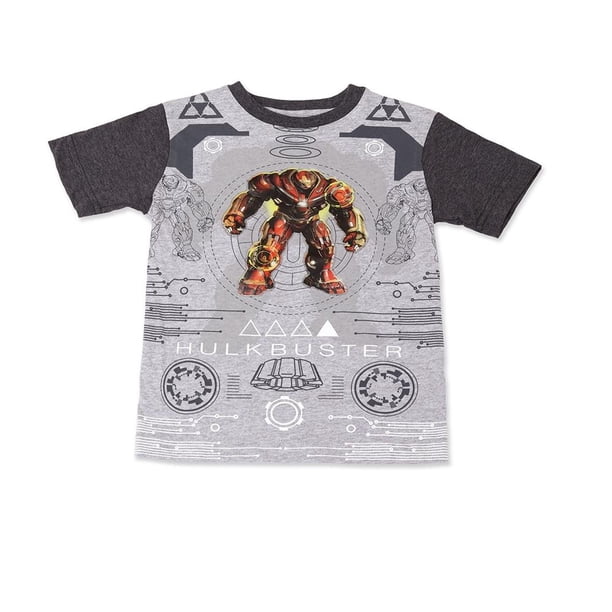 Playera Avengers Movis Iron Man Gris Para Niños Talla 8