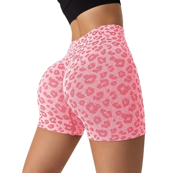 Shorts for Women Leopard Print High Waist Athletic Gym Yoga Running Biker Shorts