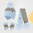 thumbnail image 2 of Bibifish 3 PCS Hat Scarf Glove Sets For Children Striped Hats Neck Warmers And Gloves Outdoor Warm Boys And Girls Three Piece Sets, 2 of 4