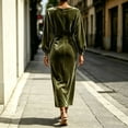 thumbnail image 4 of Sentmoon Dresses Long Sleeve Solid Color Plus Size Wedding Guest Dress Relaxed Fit Boho Dresses for Women 2026 for Work and Office, 4 of 5