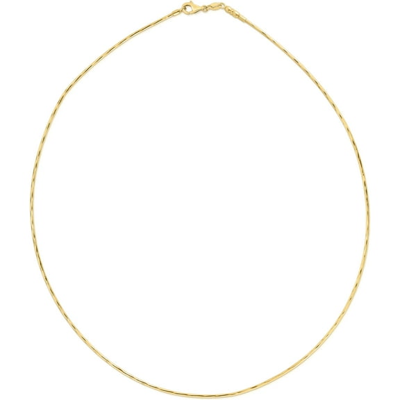Floreo 14k Yellow Gold 1.1mm Round Omega Diamond Cut Chain Necklace