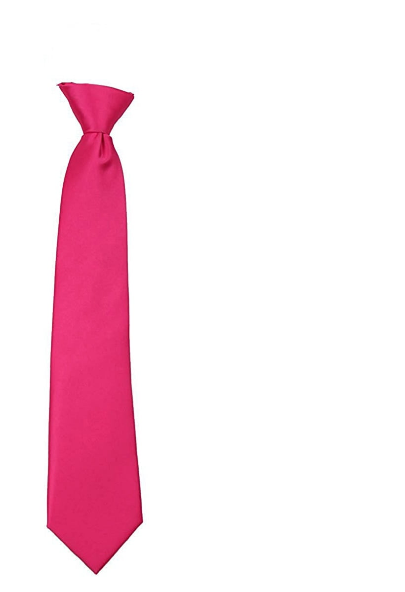 New 100/% Polyester Woven Kids Clip On Pre Tied Style Neck tie hot pink Size 14