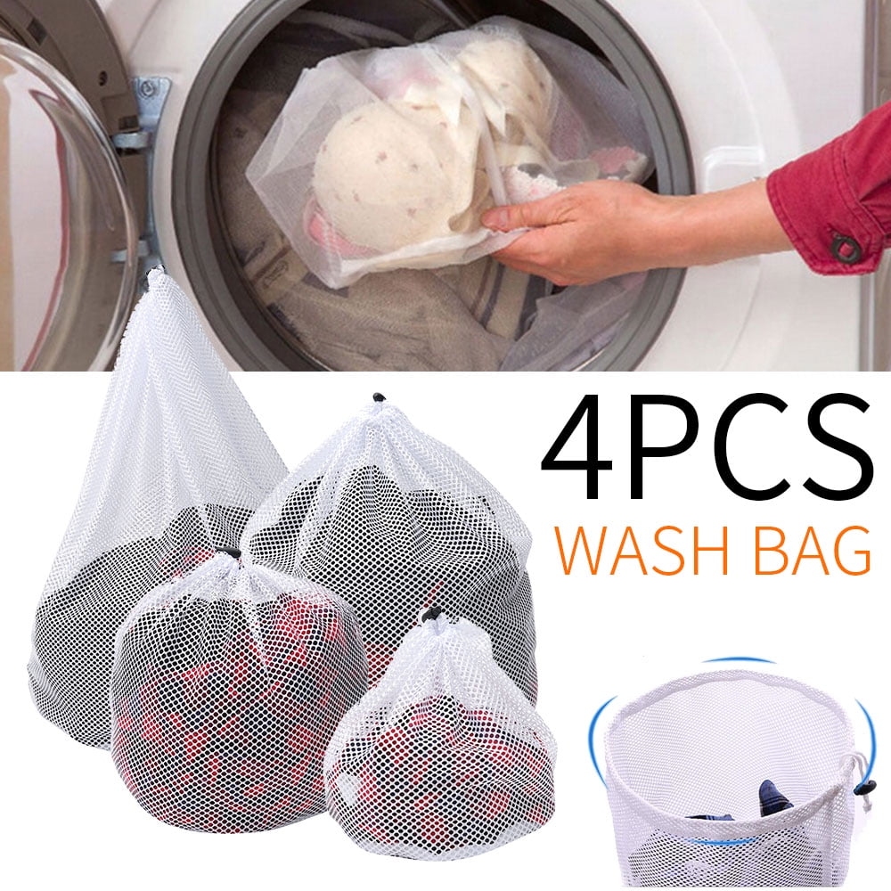 2 Pack Washing Laundry Bags Large White Net Mesh Laundry Bags 60 x 90 cm 