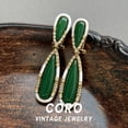 thumbnail image 4 of Coro antique vintage niche design new Chinese temperament green agate drop earrings earrings earrings female, 4 of 4