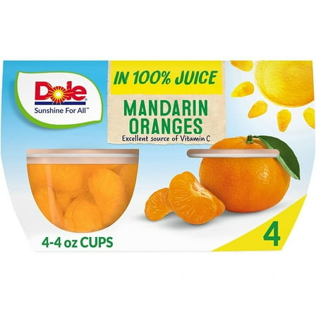 Pack of 2 Dole Fruit Bowls - Mandarin Oranges in 100% Juice, 4 ct (Package May Vary)