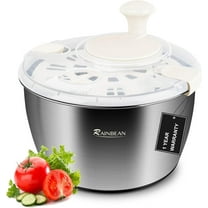 RAINBEAN Salad Spinner, Multi-Use Large Stainless Vegetables Non-Slip Wash Bowl, Fruits & Herb Lettuce Dryer, Dishwasher-Safe Kitchen Essential