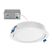 Maxxima 6 in. 5 CCT Ultra-Thin Recessed LED Gimbal Downlight - 1,000 Lumens, Color Selectable 2700K-5000K (2700K/3000K/3500K/4000K/5000K), Dimmable, Canless, Slim IC Rated, Junction Box Included