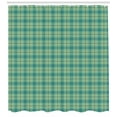 thumbnail image 2 of Tartan Shower Curtain, Classic Pattern of Horizontal Vertical Streaks Cold Toned Traditional, Fabric Bathroom Set with Hooks, 69W X 70L Inches, Petrol Blue Pale Green, by Ambesonne, 2 of 2