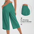 thumbnail image 3 of Women's Wide Leg Capri Pants Quick Dry Yoga Lounge Hiking Pants with Pockets Loose Comfy Summer Drawstring Green, 3 of 6