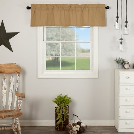 Hanging New Curtains Khaki Tan Farmhouse Kitchen Curtains Simplicity Flax Rod Pocket Cotton Linen Blend Hanging Loops Flax Solid Color 16x60 Valance ()