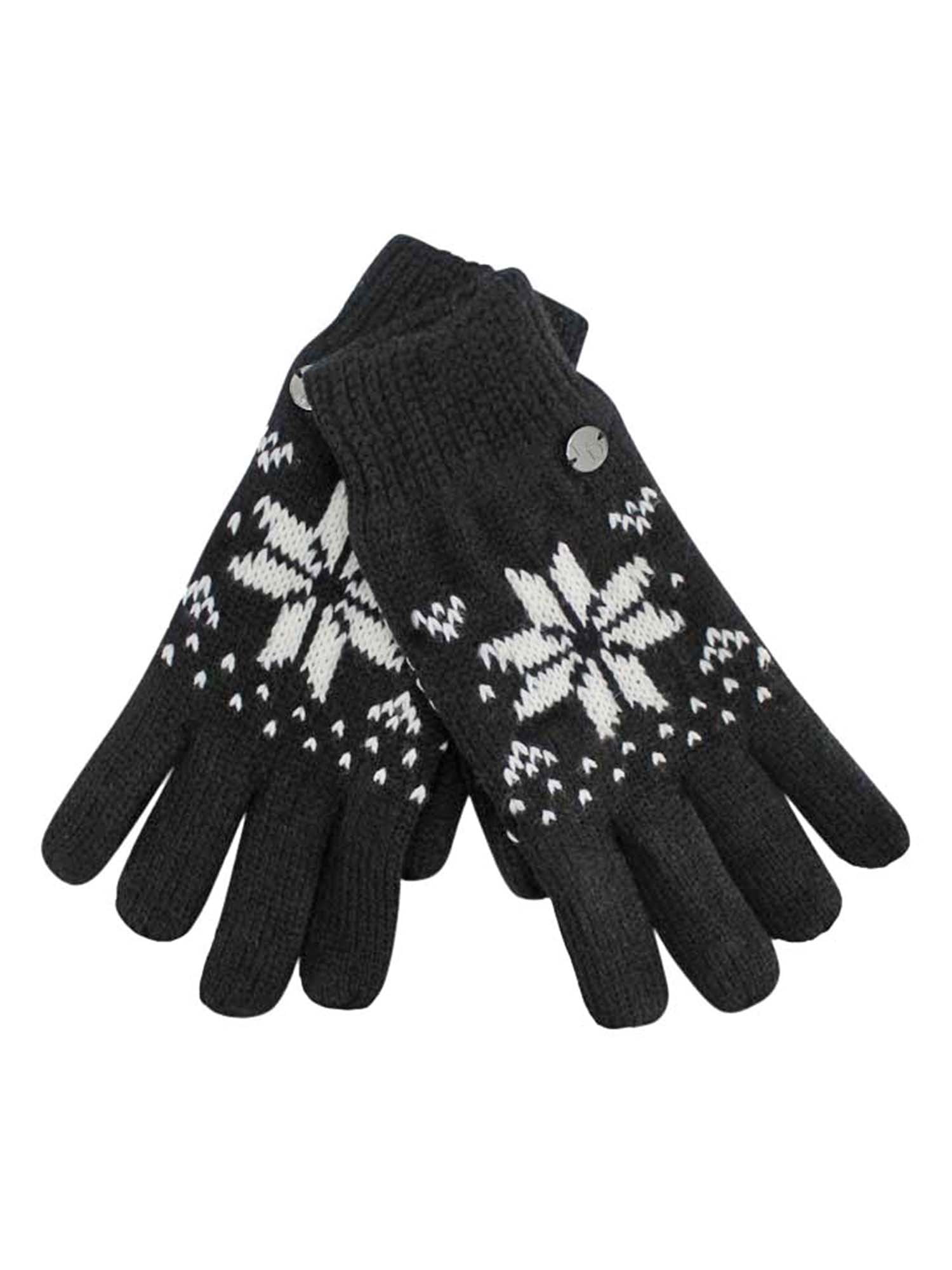 thermal insulated womens snowflake knit winter gloves
