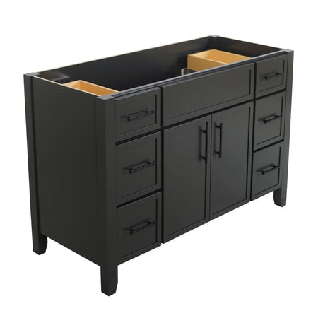 Design House Dawson 48-Inch Bathroom Vanity Cabinet, Ready to Assemble, 2-Door 6-Drawer Freestanding, Comfort Height 34 in., Sherwin-Williams® Iron Ore, Matte Black Hardware, 228445-IO-RTA