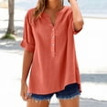 thumbnail image 2 of Endives Womens Tops V Neck Button Down Open Front Short Sleeve Tshirts Business Casual Basic Tee Loose Fit, 2 of 8
