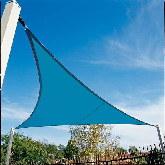 Coolaroo Coolhaven Outdoor Sun Shade Sail With Hardware Kit 95% UV Block Protection for Garden, Patio, Backyard, 12' Triangle, Sapphire