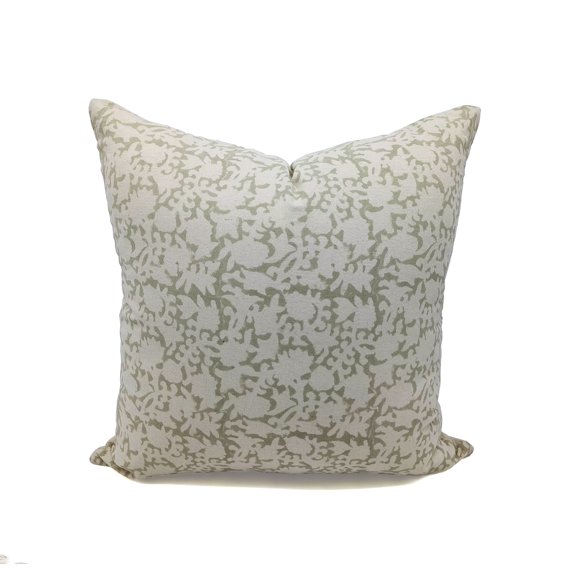Fabdivine Thick Cotton Hand Block Print Decorative Throw Pillow Cover , 22"X22", Green