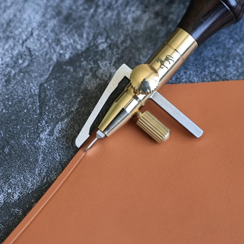 6 in 1 Leather Groover Tool, with Adjustable Stitching Groover, Leather Carving Cutting Tools, Leather