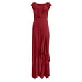 thumbnail image 4 of Vestido largo de vacaciones de manga corta con cuello en V informal sólido de verano para mujer a la moda Fridja  bnh6423, 4 of 5