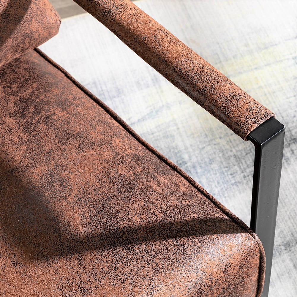 US Pride Furniture Hosam 25.4" PU/Microfiber Upholstery Metal Arms Chair Brown