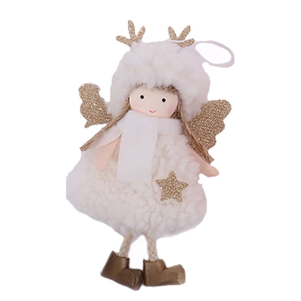 Bearachild Colgantes de Navidad Hermosa muñeca de lana Decoraciones para árboles de Navidad Juguetes de peluche ligeros Adornos de de Kits de decoración para fiestas Blanco Bearachild HA069662-04