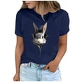thumbnail image 2 of Tops de Cuello Alto para las Mujeres Amante Impreso Camiseta Cuello Redondo Manga Corta, Poliéster Spandex, 2 of 7