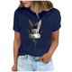 thumbnail image 2 of Tops de Cuello Alto para las Mujeres Amante Impreso Camiseta Cuello Redondo Manga Corta, Poliéster Spandex, 2 of 7