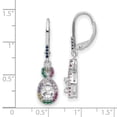 thumbnail image 2 of 925 Sterling Silver Rhodium Plated Colorful Cubic Zirconia Infinity Dangle Leverback Earrings 33.5x8.2mm Wide Dangle Ear, 2 of 2