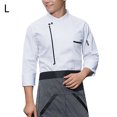 thumbnail image 2 of Chef Coat Unisex-Adulto Manga larga Permeabilidad al aire Hornear Fácil de limpiar Uniforme de cocina para otoño e invierno Restaurante Pastelería Blanco L Inevent LF000336-08, 2 of 7