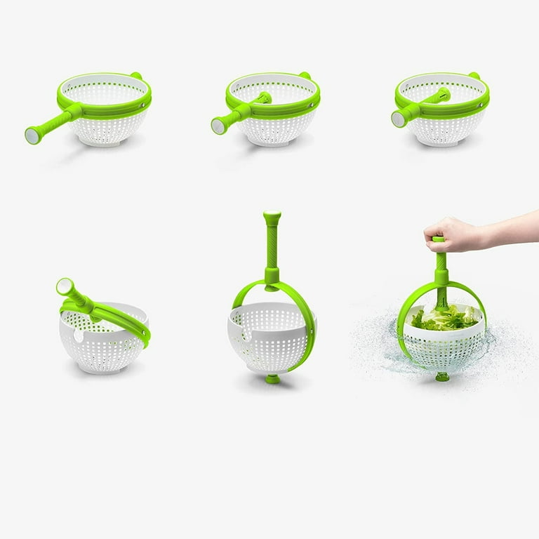 Vegetable And Fruit Cleaner Drainer Kitchen Tools Cleaning Spinner White  Multi Use With Handle Non-Slid Food Storage 