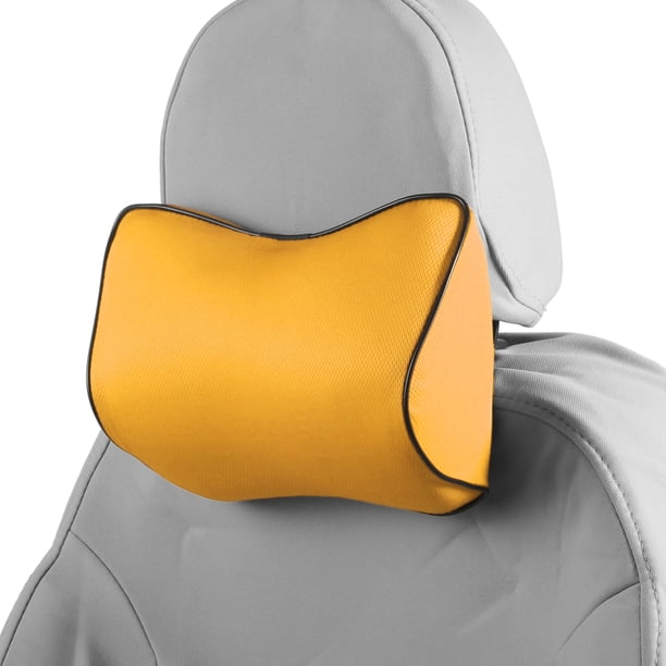 Almohada para Cabeza de Automóvil Unique Bargains Almohada Ergonómica y Cómoda para el Cuello Soporte para el Cuello Poliéster, Espuma de Memoria Ancho Ajustable Amarillo 2 Pcs para Conducir Viajar