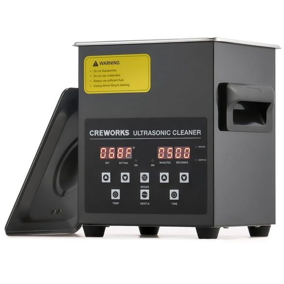 CREWORKS 2L Digital Ultrasonic Cleaning Machine with Degas and Gentle Mode, 60W Ultrasonic Cleaner Machine with Heater and Timer, 0.5 gal Ultrasound Clean