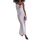 thumbnail image 3 of Txlixc Vestido largo ahuecado para mujer, sin mangas, de color sólido, de corte bajo, fruncido, de una pieza, vestido ajustado sin espalda con abertura alta Txlixc Moda, 3 of 9