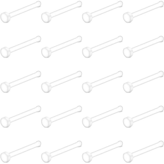 DESIGNICE 20g Clear Nose Studs Nose Rings Retainer Acrylic Nose Rings for Work Spacer Plastic L Shaped Nose Stud Nose Bone Nose Pin Retainer Flexible Nose Piercing Retainer for Men Women
