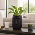thumbnail image 3 of Sagebrook Home Modern Face Vase with Artistic Design, Stoneware Ceramic, Decorative Accent for Home, Office, Bedroom & Living Room, 8" Black, 3 of 14