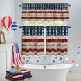 thumbnail image 4 of Independence Day Kitchen Curtains Valances 3 Piece Set, U. S. Flag Themed Shabby Chic Retro Wood Grain Rod Pocket Tier Curtain and Valance Drapes for Small Window 24 Inch Length for Bedroom Cafe, 4 of 9