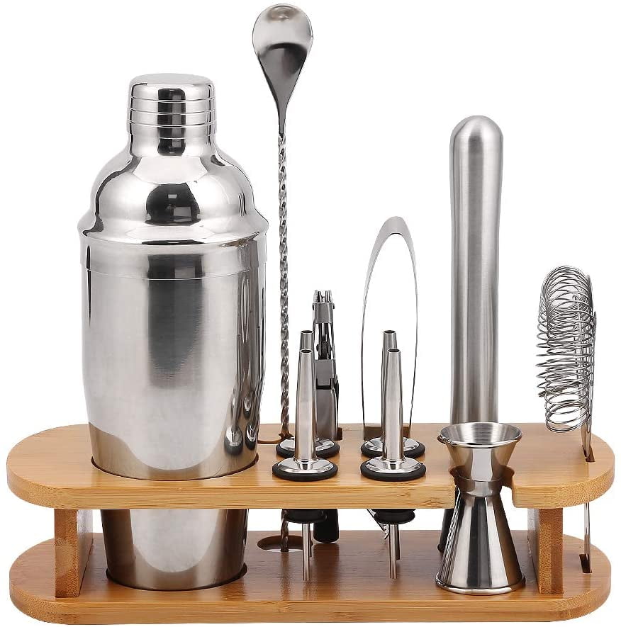 8Pcs Stainless Steel Cocktail Shaker Bartender Kit with Strainer Lid and Cap CB 