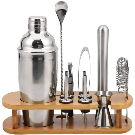 

Bartender Kit Cocktail Shaker Set Stainless Steel Bar Tool Set 10 Pcs with Bamboo Stand Drink Mixing Bar Accessories for Home Professional Bartending/Cocktail Recipes