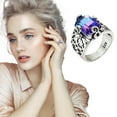 thumbnail image 2 of Rainbow Rectangular Thai Silver Ring, Inlaid With Colorful Tourmaline , Valentine's Birthday Gift No. 6-10Rainbow Rectangular Thai Silver Ring,, 2 of 7