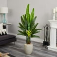 thumbnail image 3 of Nearly Natural 64" Travelers Palm Artificial Tree in Sand Colored Planter, Green, 3 of 3