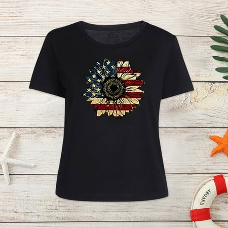 

EQWLJWE Independence Day Mommy And Me Clothes Short Sleeve T-shirt Mother Daughter Family Top Christmas Pajamas for Family Holiday Clearance