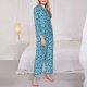 thumbnail image 3 of Balery Beautiful Floral Conjunto de Pijama con Estampado para Mujer, Conjunto de Dos Piezas con Manga Larga, Ropa de Dormir Suave con Bolsillos, Pijamas Cómodos-Large, 3 of 7