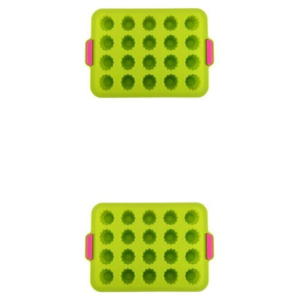 Yuarrent Molde de silicona con forma de flor, 20 rejillas de repuesto para cocina, gelatina, pudín, Fondant, molde para hornear, herramienta de Verde 2piezas