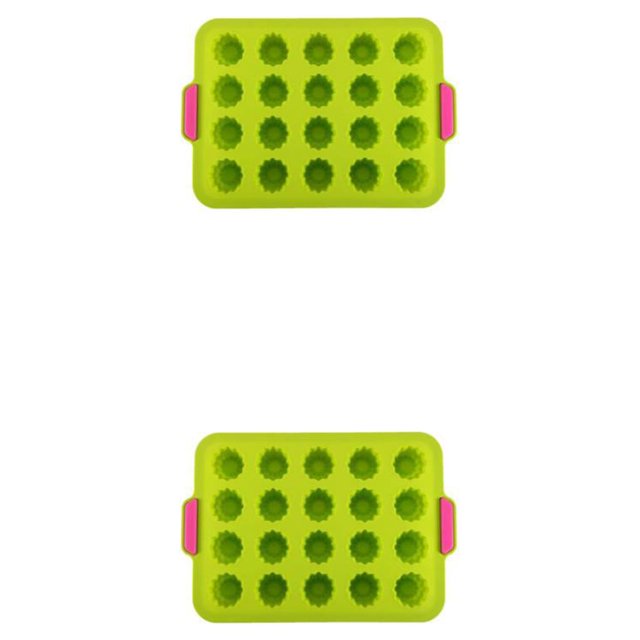 Bearachild Molde en forma de flor 20 Reemplazo de rejilla Resistente al calor Antiadherente Jelly Pudding Fondant Molde para hornear Herramienta Verde 2Conjunto