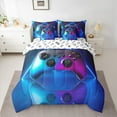 thumbnail image 2 of Castle Fairy Abstract Game Controller Boy Girl Bedding Comforter Set 7pcs,Gradient Teens Game Gamepads Queen Bedding Sets Super Cozy,Neon Lights Stripes Queen Sheet Sets,Ultra Soft Home Decor, 2 of 8