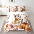 thumbnail image 3 of Manfei Cute Cat Kitten Twin Bedding Sets 7-Piece for Teens, Fall Maple Leaf Pumpkin Bedding Comforter Set, Kawaii Animal Reversible Sheet Sets, Microfiber Bedroom Decor, 3 of 8