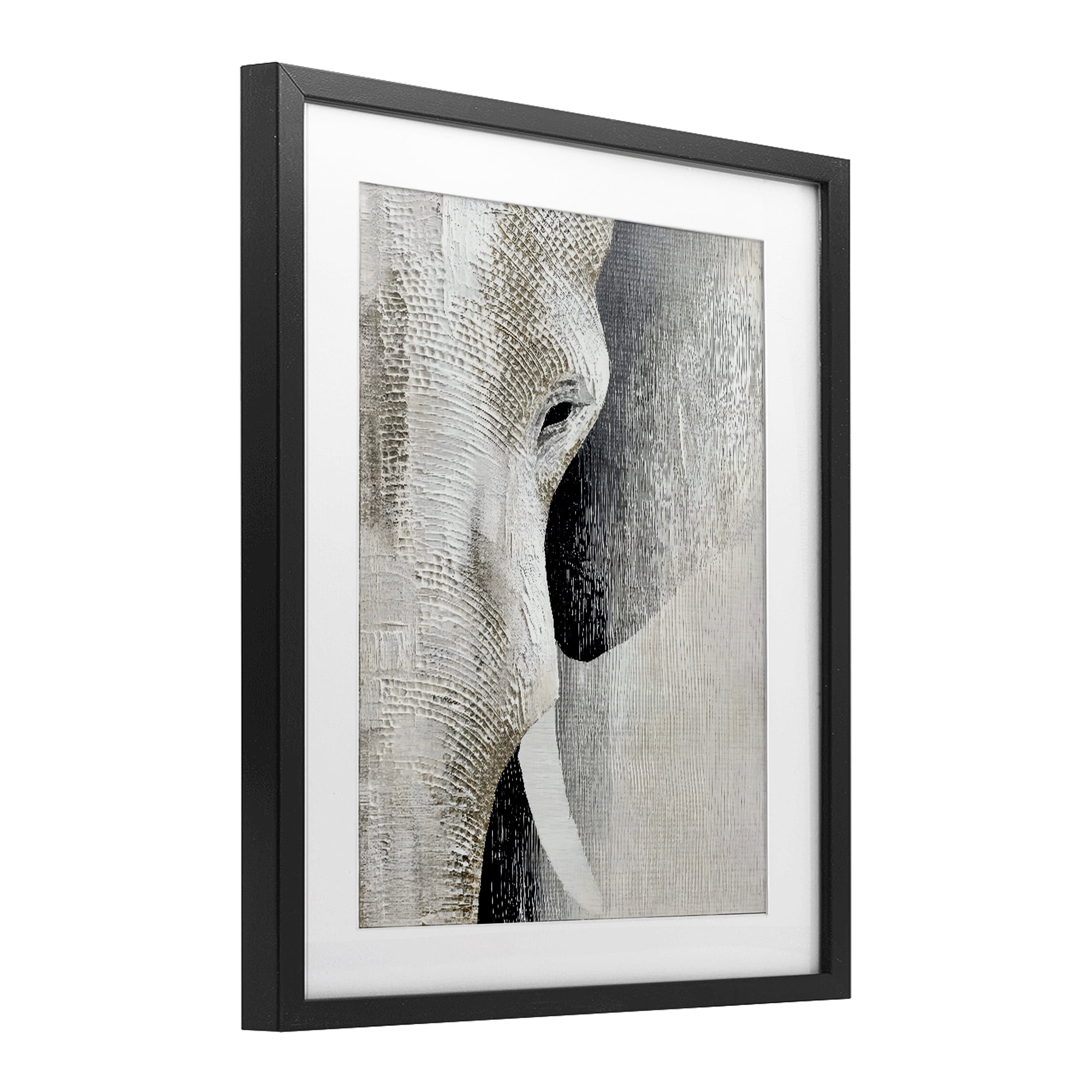 Stupell Industries Faux Textured Elephant Black Framed Print Under Glass, design by LSR Design Studio