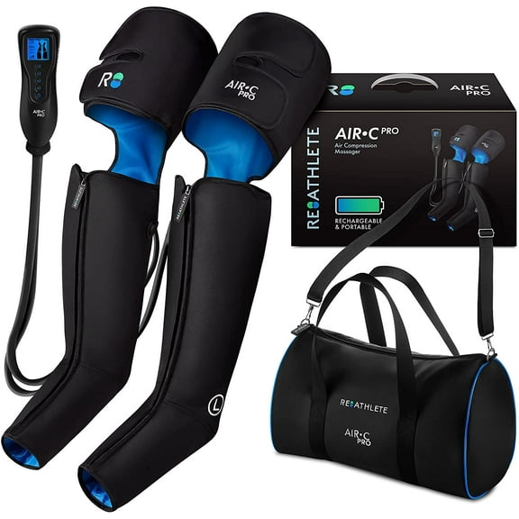 ReAthlete Leg Massager Rechargeable & Portable Sequential Compression Device with Digital Controller & Bag | New Sleeve Design SCD Machine for Legs, Muscle Pain Relief Thigh, Calf & Feet Massager