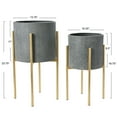 thumbnail image 2 of Main + Mesa Modern Boho Embossed Metal Planters with Stands, Charcoal Grey and Gold, Set of 2 Sizes, 2 of 6
